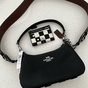 Coach Teri checkerboard purse with matching mini skinny ID case